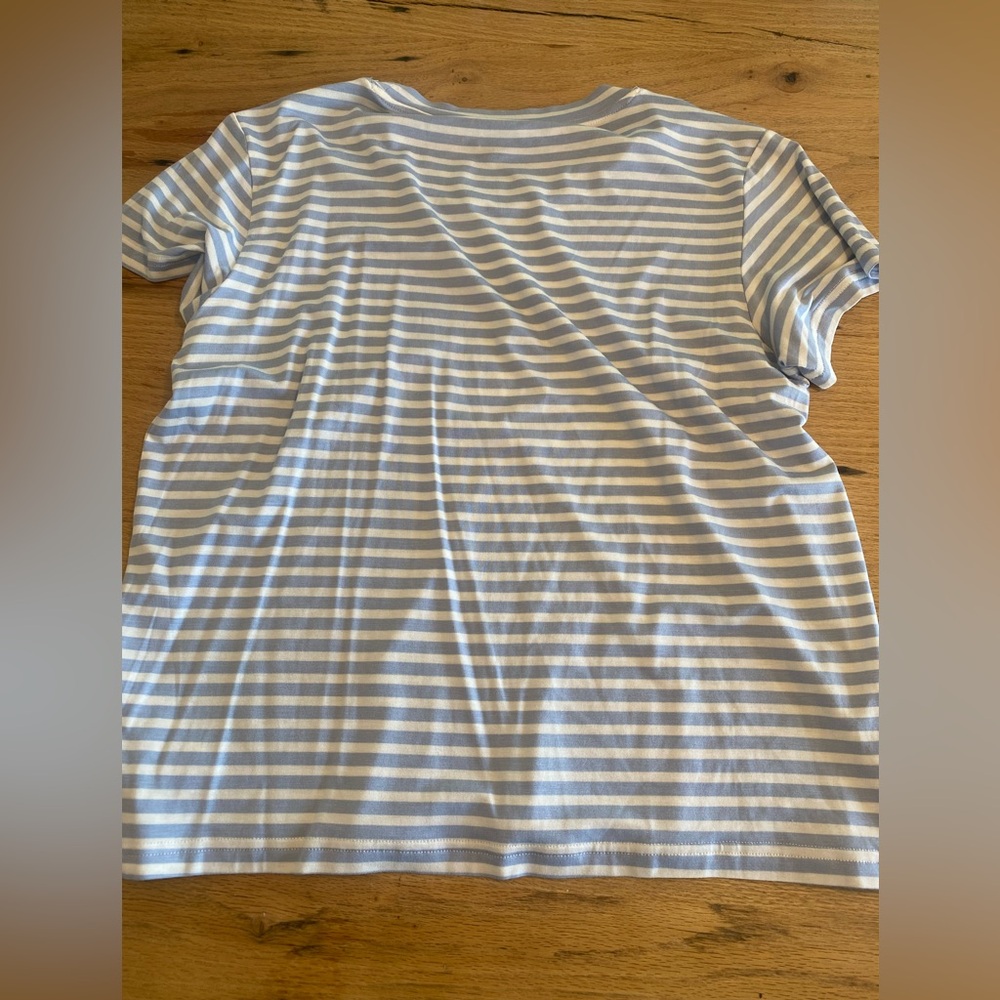 Splendid Light Blue and White Striped Top Tee Women’s Large Preloved - Picture 6 of 6